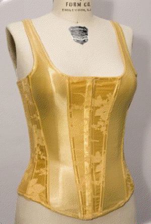Empire Intimates 6909xx Super Plus Size Gold Satin Jacquard Strapped Corset 50, 52