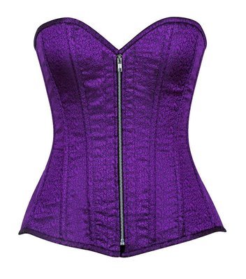Plus size Two Tone Purple Brocade Steel Boned Corset