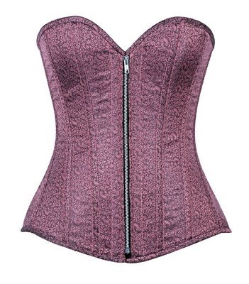 Plus size Two Tone Pink Brocade Steel Boned Corset