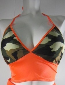Plus Size Camoflauge two tone Halter top w Orange
