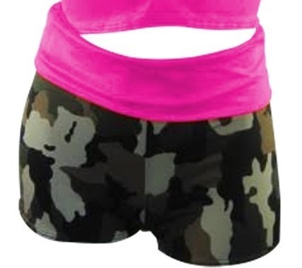 Plus Size Camoflauge two tone yoga  short w Fuchsia