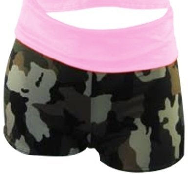 Plus Size Camoflauge two tone yoga  short w Baby Pink