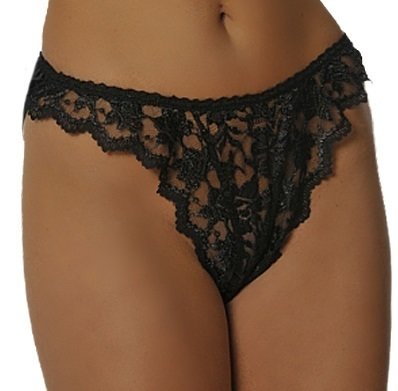 Empire Intimates 108X Plus size Satin Black Lace Panty