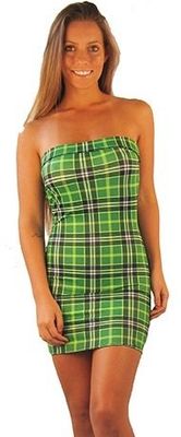 School girl Tube Dress in Modern Green Plaid