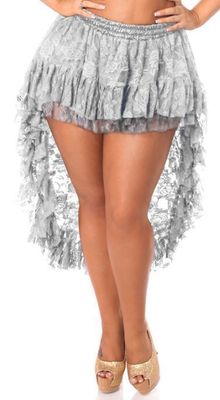 Lace skirt High Low with ruffle Light Grey