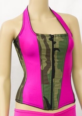 Empire Intimates 8964 Lipstick Pink Camouflage Halter Corset Xl 38 only