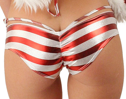 Delicate Illusions 1091 Candy Cane Metallic Foil Scrunch bottom booty short