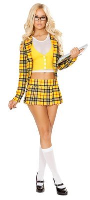 Yellow Plaid School Girl Costume 