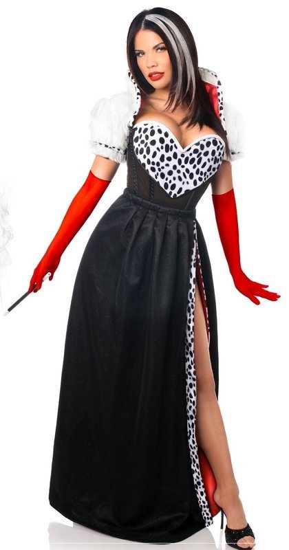 Cruella De Vil  4PC Devious Dog Snatcher Corset Costume