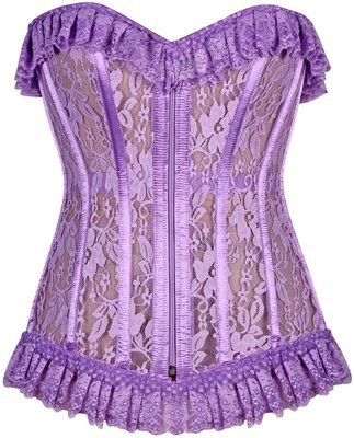 Ruffled Lilac Sheer Lace Corset