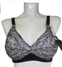 Rago 2191 Pin Up style satin and Lace Bra Pink Black