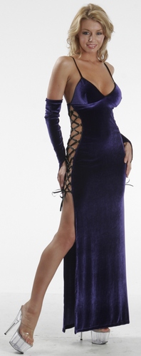 Delicate Illusions L0704V Erotic Long velvet dress with Lace up D rings