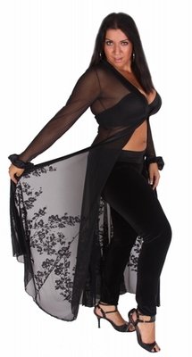 Delicate Illusions Flocked Mesh Vine Plus Size Sexy Sheer Robe