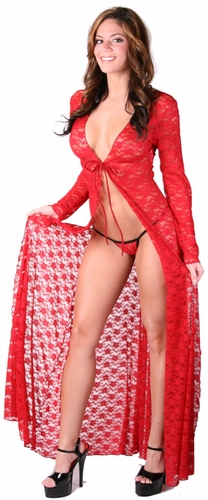 Delicate Illusions L09012LA Sexy Long stetch Lace Robe
