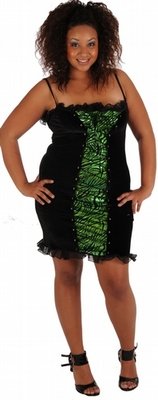 Delicate Illusions S0510VFLX Plus Size Black velvet short dress with Zebra Foil