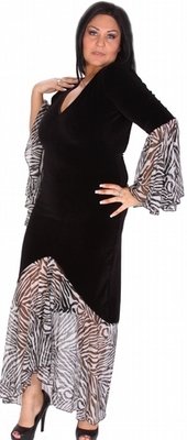 Black velvet Plus Size Gothic Zebra print mesh Big Sleeve Dress 6x only clearance