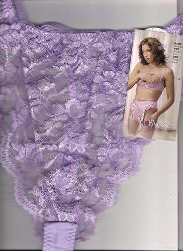 Empire Intimates 308X Plus size Satin and Lace Thong Purple