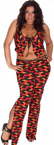 Delicate Illusions L0937FL Plus size Low rise pant and halter set with micro thong