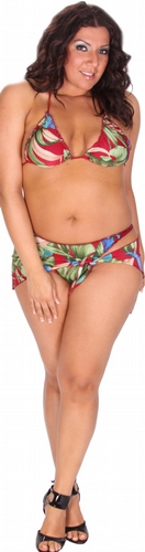 Delicate Illusions S0536PLX Plus size 3pc. Lettuce edge thong, tri-top, and mini wrap.