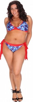 Delicate Illusions S10023FLX Plus Size two-tone  brazilian with wide side ties and tri-halter top