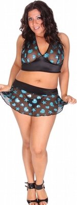 Delicate Illusions S10031LSQX Sexy Metallic Sheer Plus size Camisole top and Skirt
