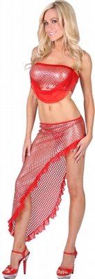 Delicate Illusions L0737HCS Metallic Honeycomb Fishnet tube top ruffle skirt