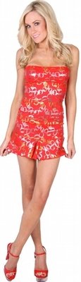 Delicate Illusions S0538FL Metallic Foil tube dress with flirty flounce