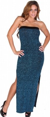 Delicate Illusions L2109SP Sparkle Slinky long tube dress with 2 high slits