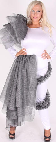 Delicate Illusions Party Girl Plus size Costume White lycra top and pant