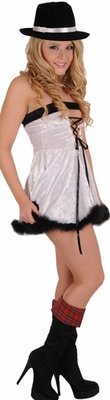 Delicate Illusions HOL7 White Velvet Sexy Snowman Christmas Dress
