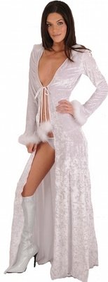 Delicate Illusions HOL12 Crushed velvet robe with marabou trim