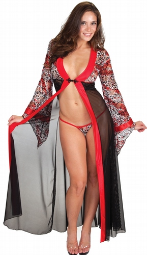 Delicate Illusions L11019PLA Leopard Print lace and sheer robe