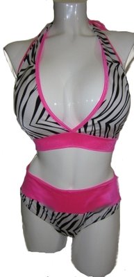 Delicate Illusions S0724PLX Plus Size Zebra Print 2 piece swimsuit