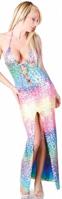 Delicate Illusions L0922FL Rainbow Foil Club Wear long dress