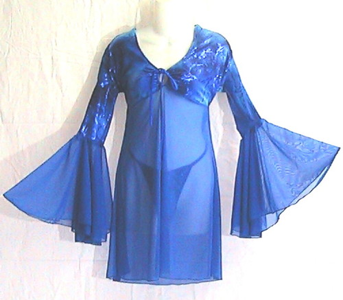 Metallic Babydoll Chemise w Romantic Bell sleeves
