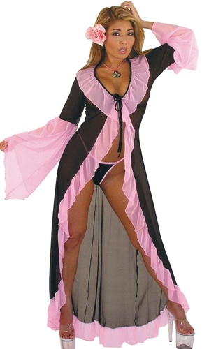 Mesh Sheer Robe with ruffles