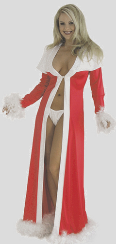 Christmas Lingerie Robe w Marabou Trim