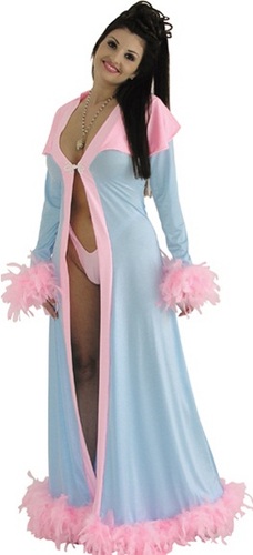Romantic Lingerie Robe w Feather Boa Trim