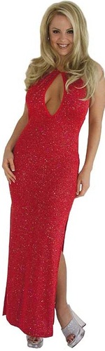 Sparkle Metallic slinky keyhole long dress