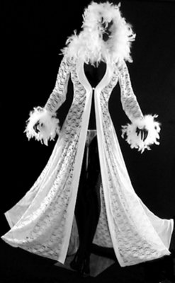 Lace w Mesh Robe Bridal lingerie w feather boa trim