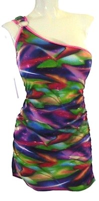 Brightly colored one sleeve sparkle tunic or club dress