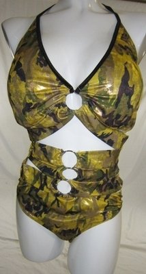 Gold Camouflage 1 Piece Swimsuit Metallic Camo