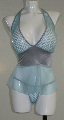 Honeycomb fishnet shorty babydoll nighty with sexy thong