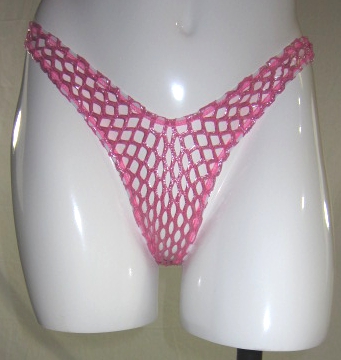 Metallic Honeycomb fishnet V Cut thong