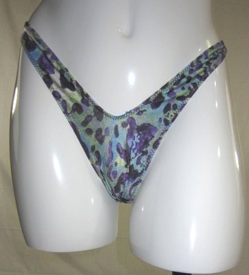 V Cut Lycra Feline animal Print Thong