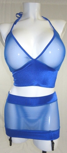 Banded mesh Lycra garter Skirt with Mesh Halter top