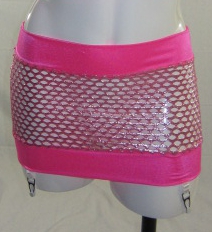 Metallic Honeycomb fishnet Banded Garter Belt