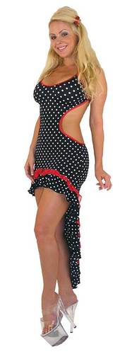 Sexy backless hi lo retro salsa halter dress