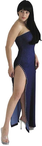 Denim Tube dress w super high leg slits and studs