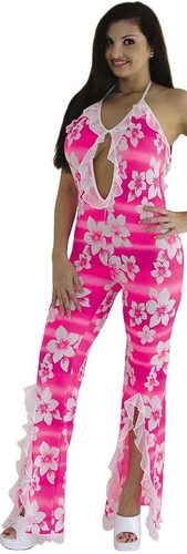 Ruffled keyhole catsuit w leg slits